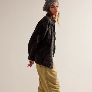 Free People Black Quilted Puffer Jacket